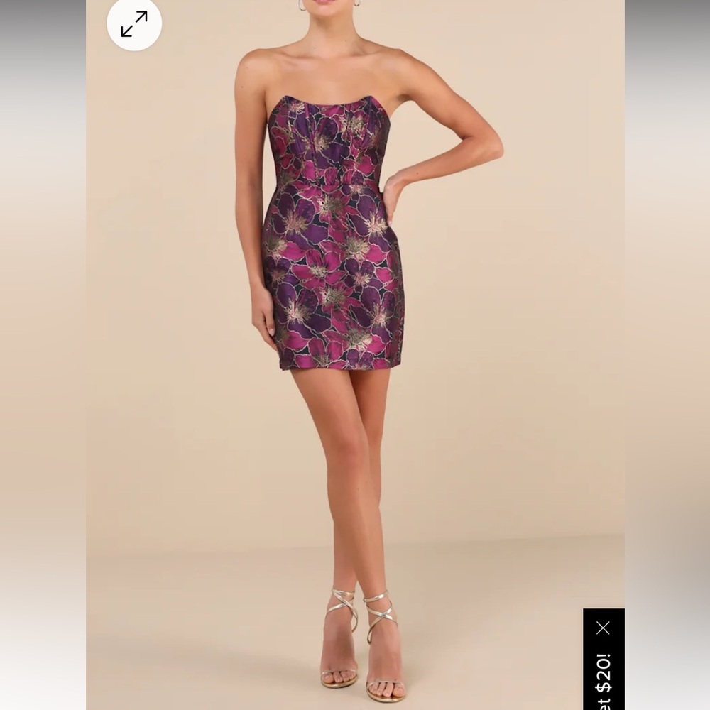 Lulus Floral jacquard mini dress
